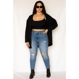 Torrid Premium Blue Denim Crop Cuffed Jegging Jeans Size 26R